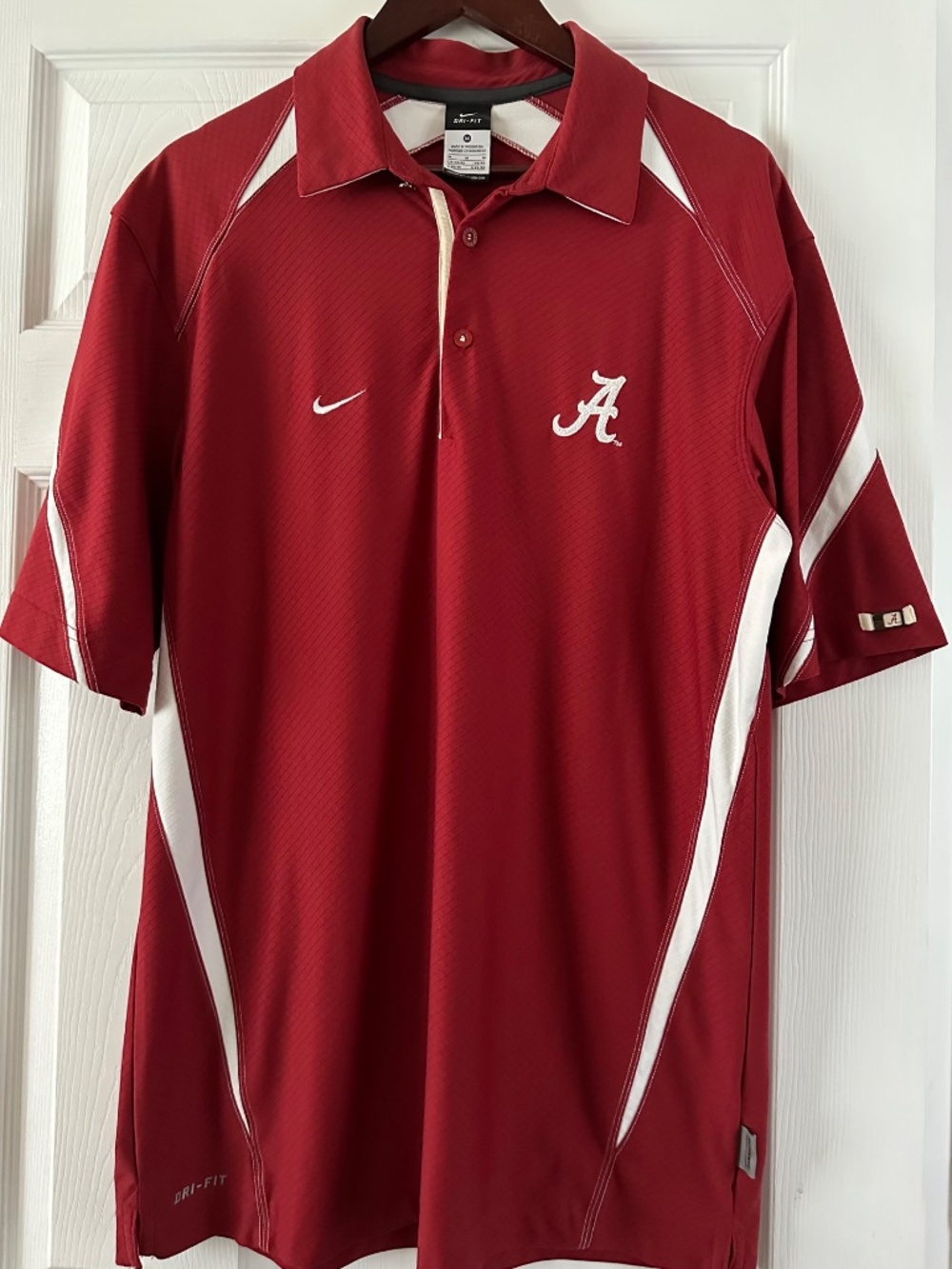 Alabama Crimson Tide Nike Dri Fit Red Embroidered Polo Coach Shirt Size M NWOT